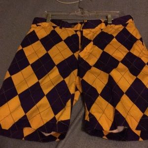 Purple and Gold checkereds shorts.  Brand new